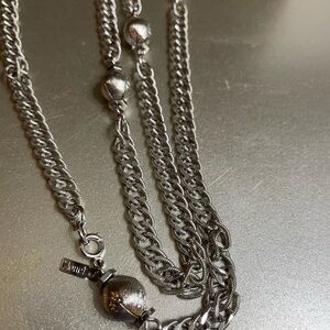 Vintage Mid Century Monet long Silver Chain Necklace